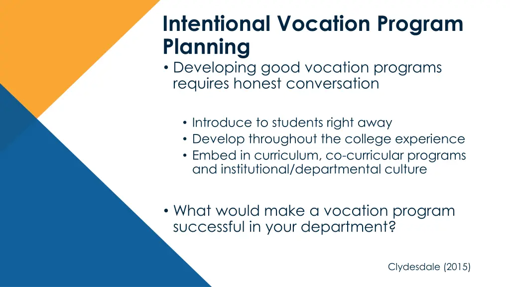 intentional vocation program planning developing