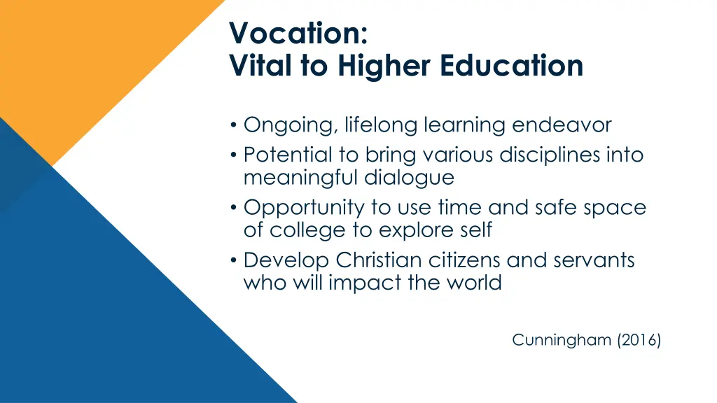 vocation vital to higher education
