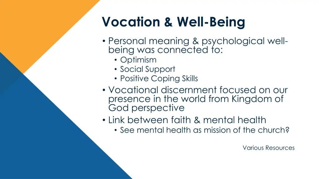 vocation well being