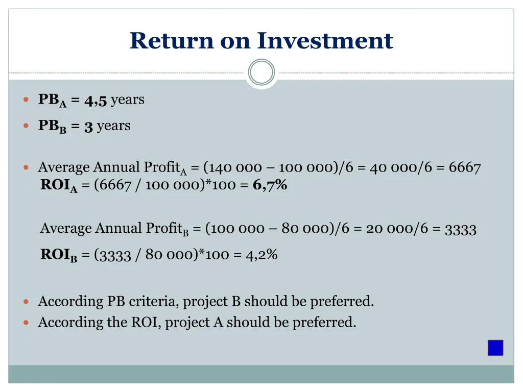 return on investment 5