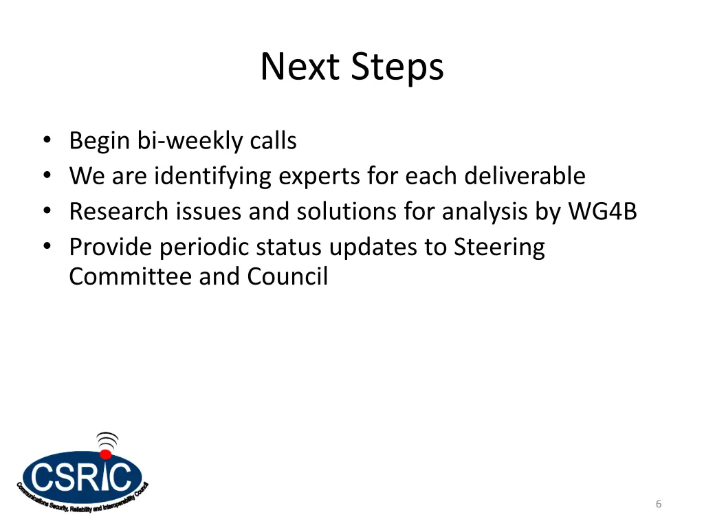 next steps