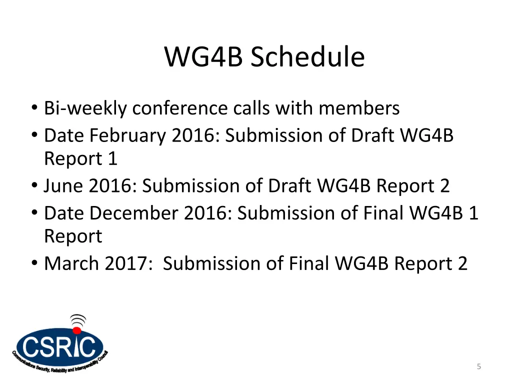 wg4b schedule
