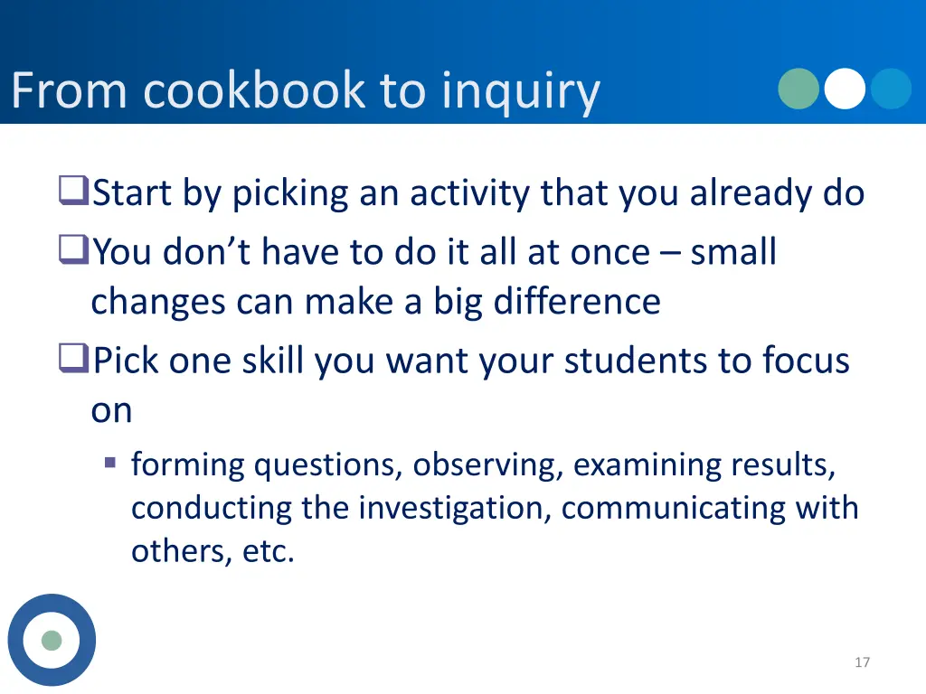 from cookbook to inquiry