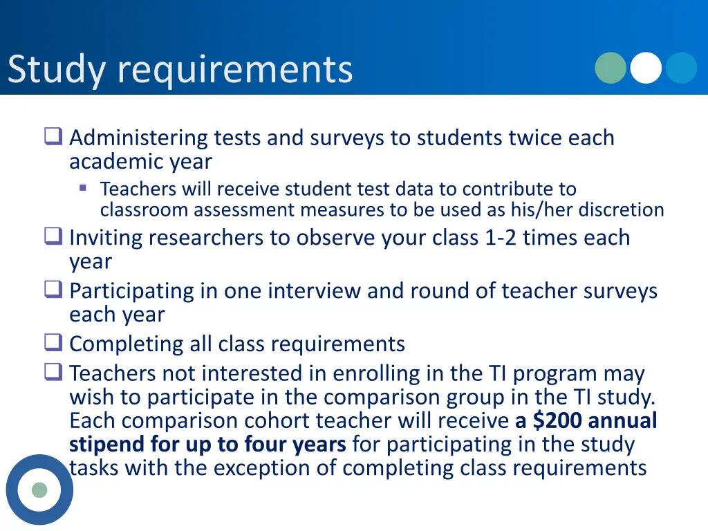 study requirements