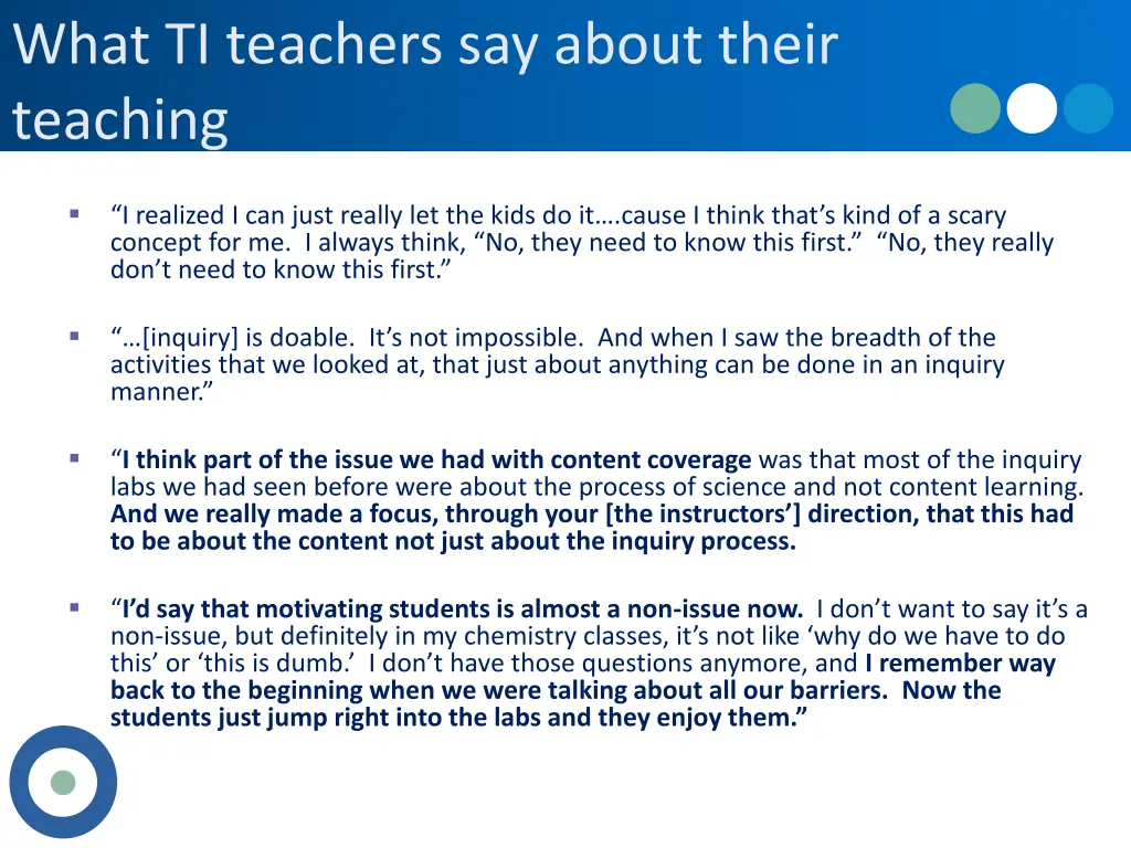 what ti teachers say about their teaching