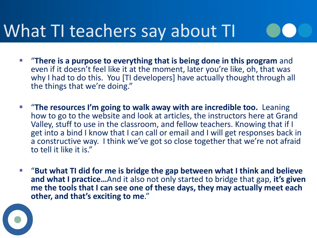 what ti teachers say about ti