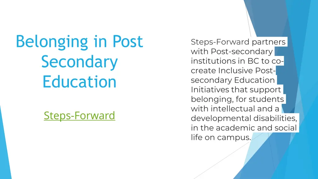 belonging in post secondary education