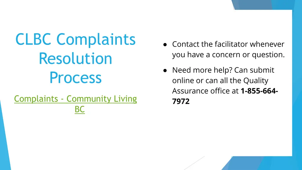 clbc complaints resolution process