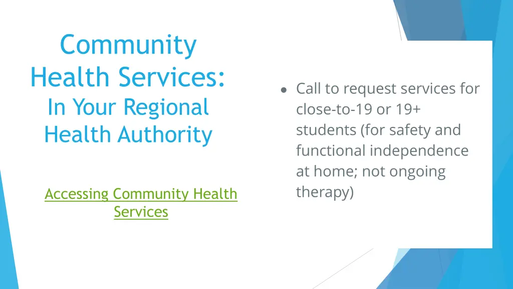 community health services in your regional health