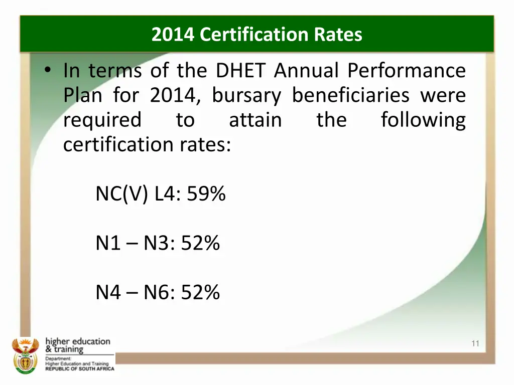 2014 certification rates