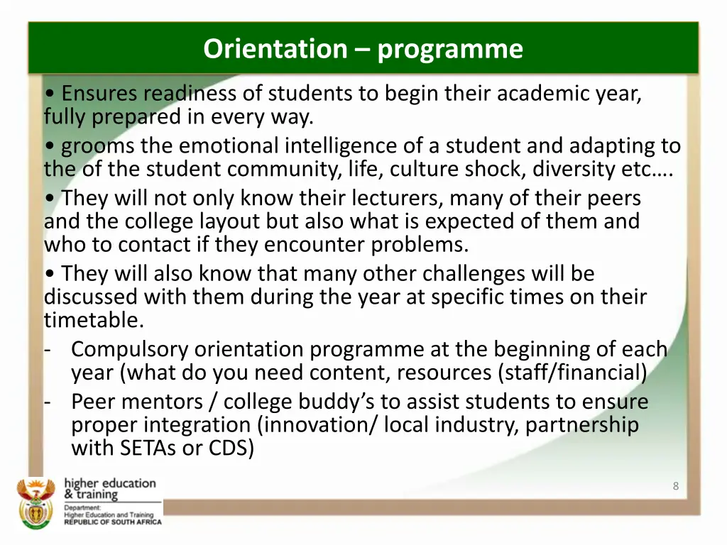 orientation programme