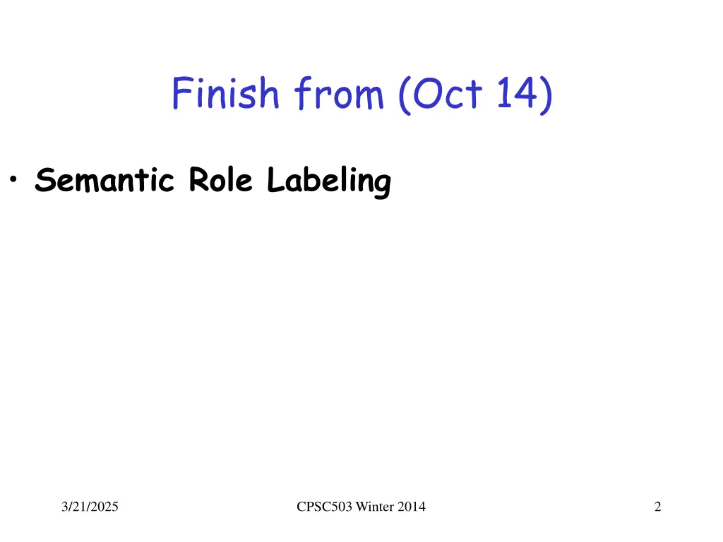 finish from oct 14