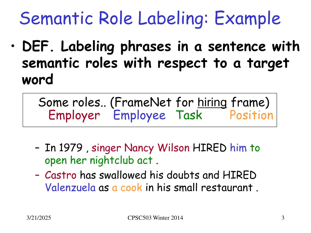 semantic role labeling example def labeling