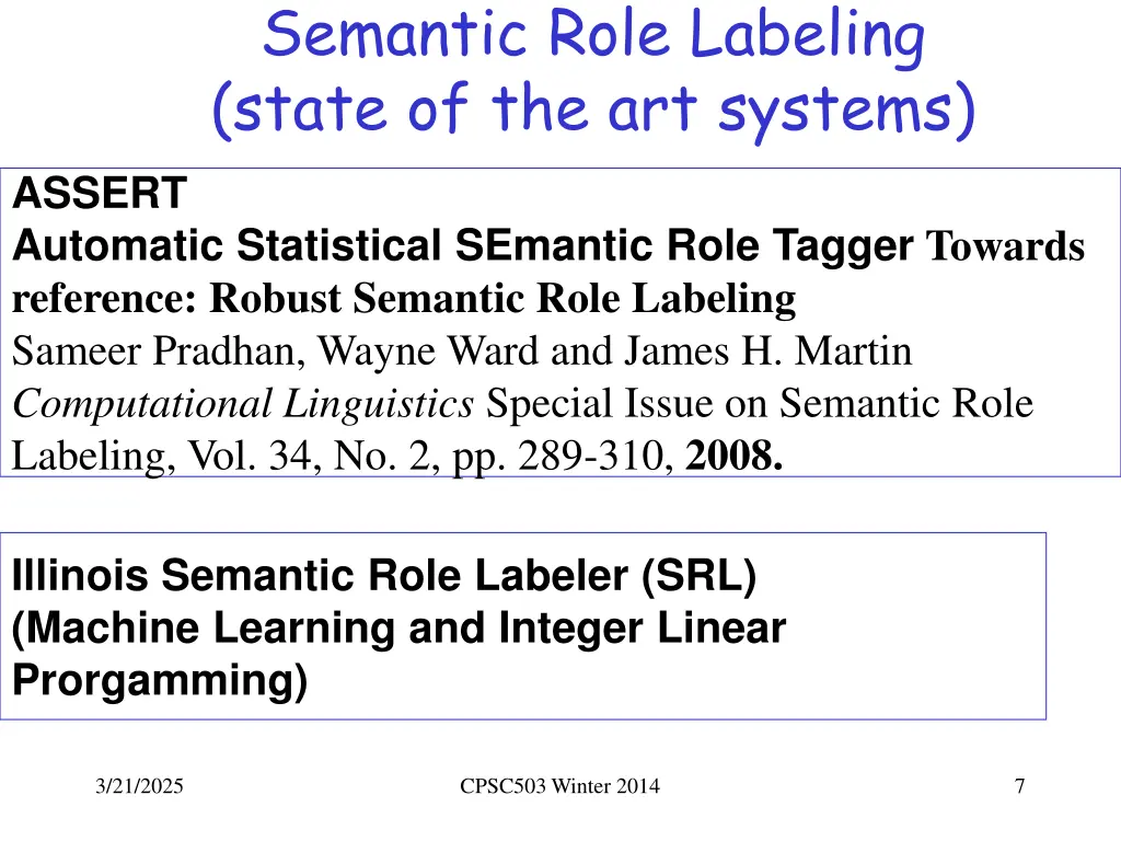 semantic role labeling state of the art systems