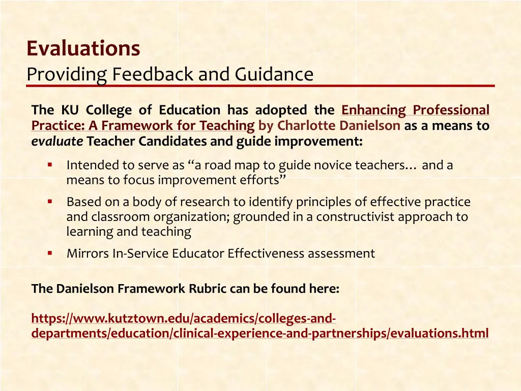 evaluations providing feedback and guidance