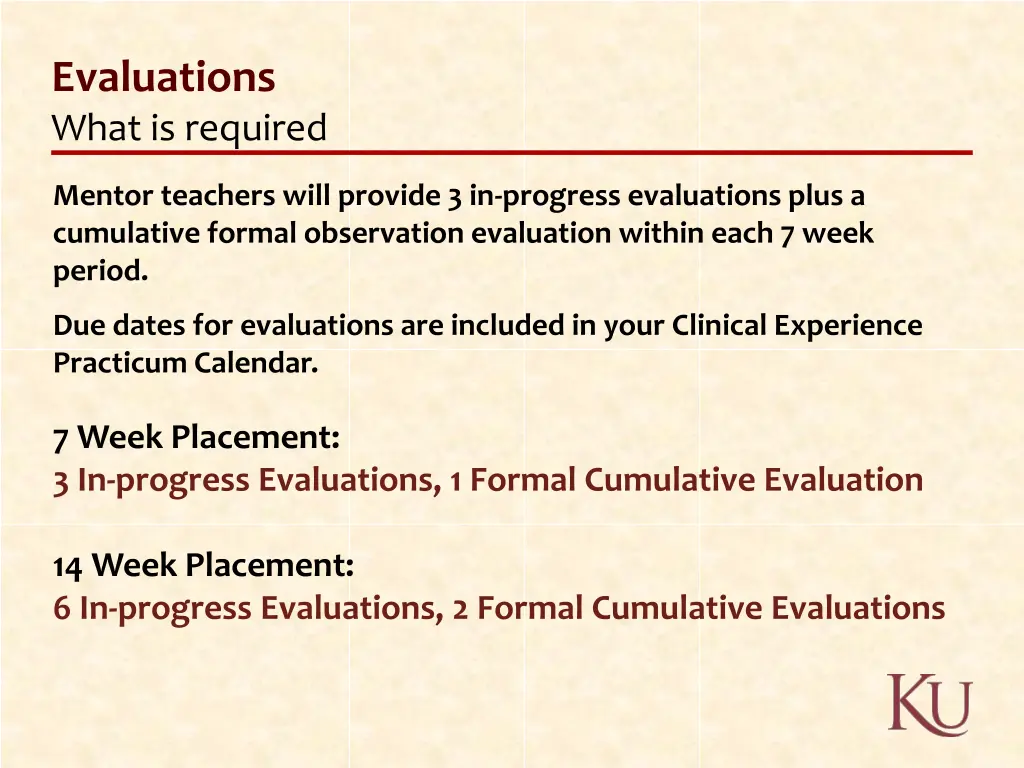 evaluations what is required