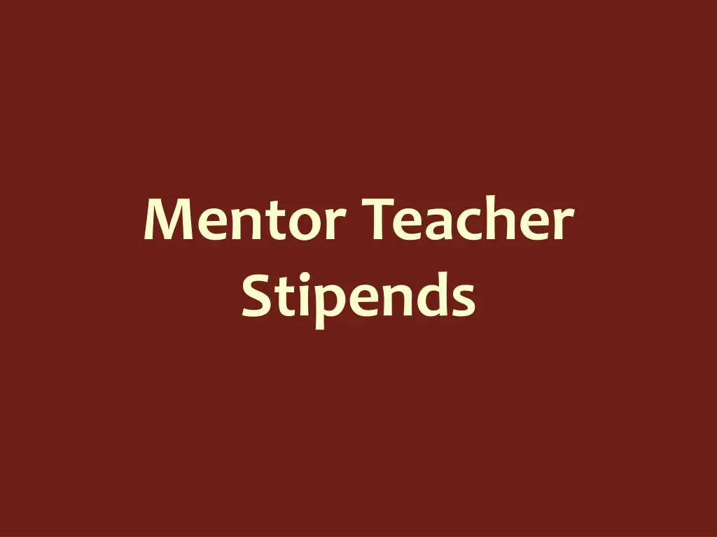 mentor teacher stipends