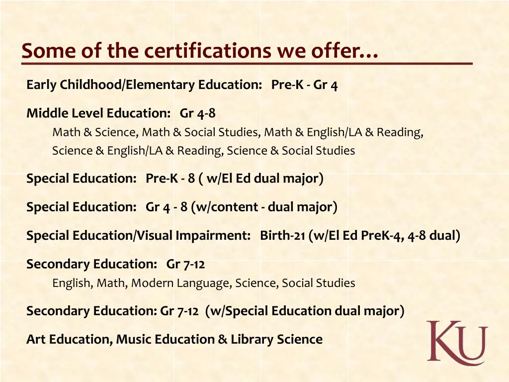 some of the certifications we offer