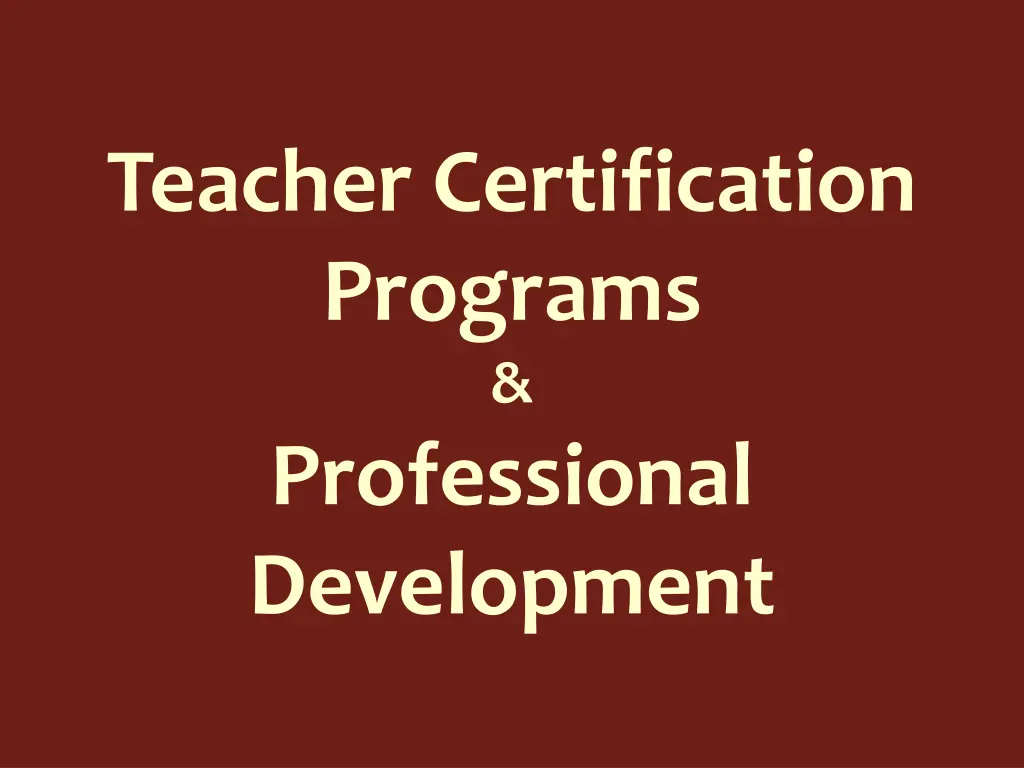 teacher certification programs professional