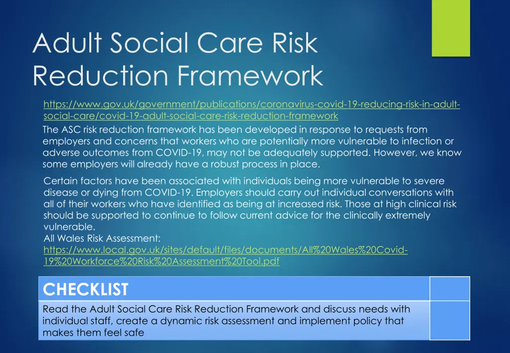 adult social care risk reduction framework