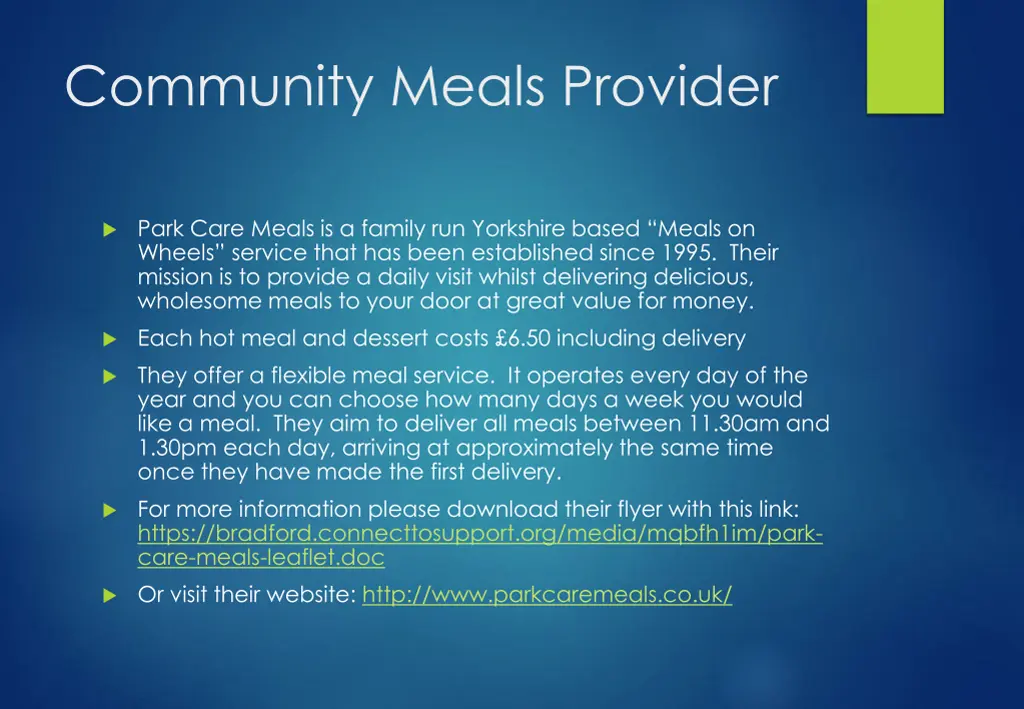 community meals provider