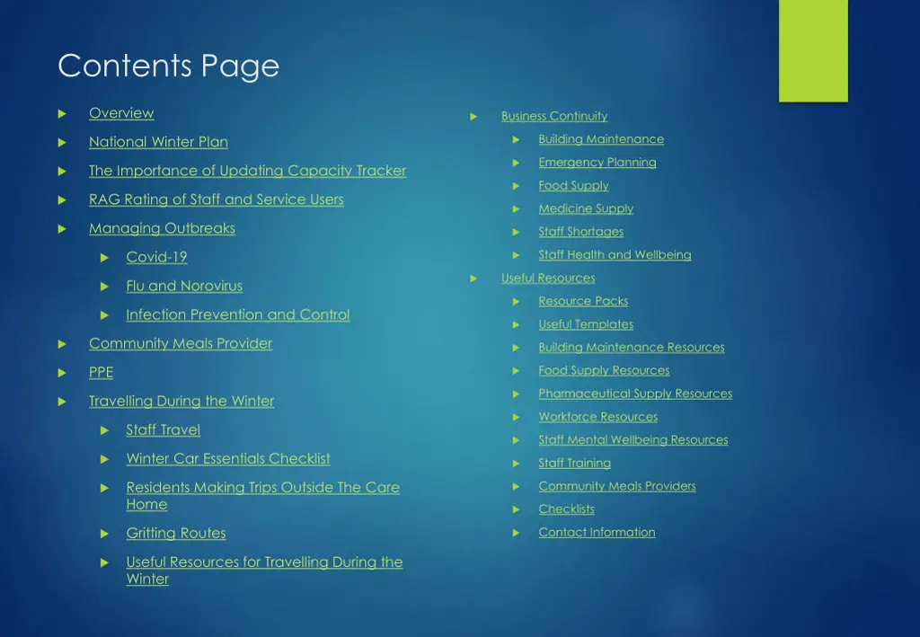 contents page