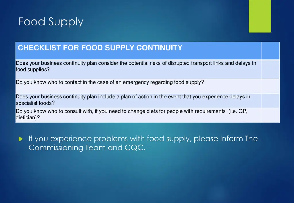 food supply