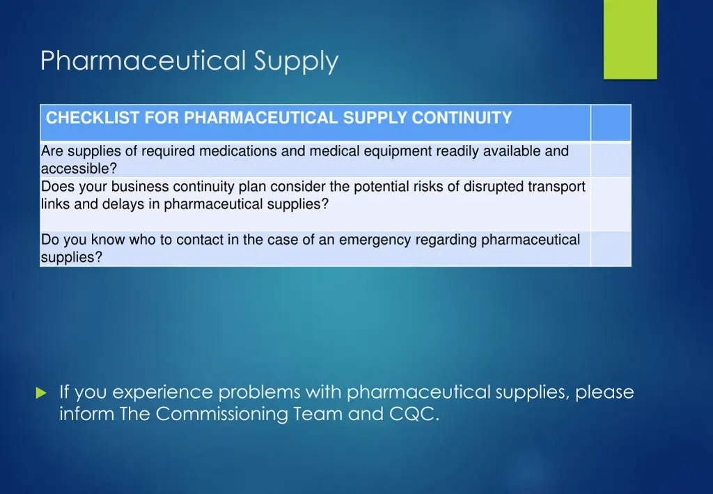 pharmaceutical supply