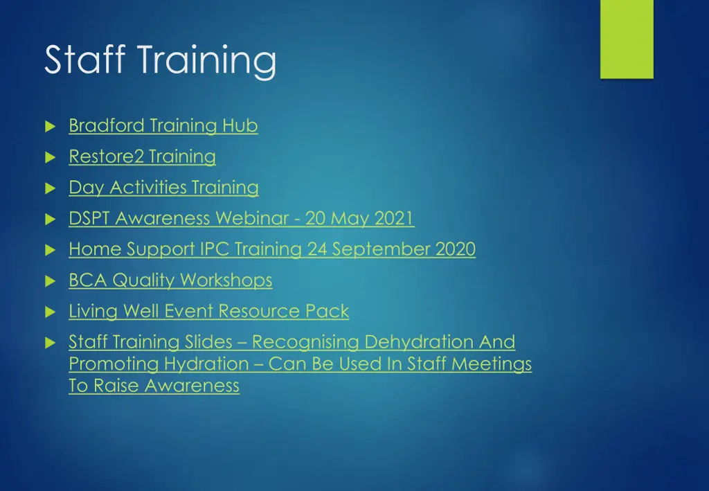 staff training