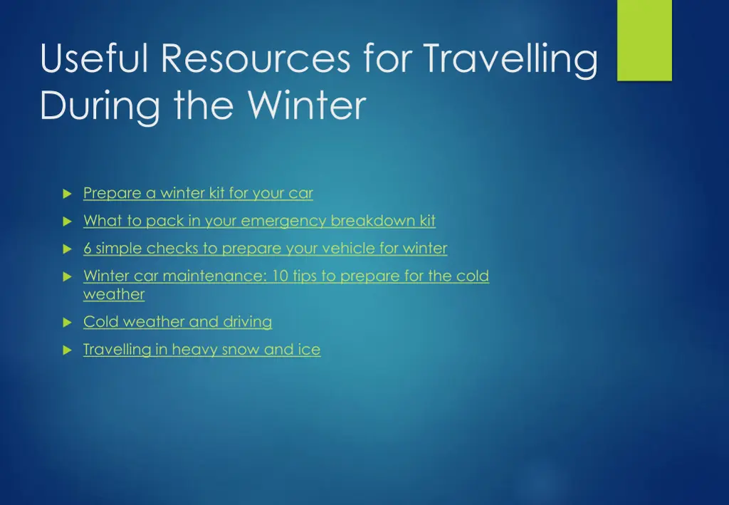 useful resources for travelling during the winter