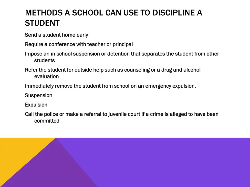 methods a school can use to discipline a student