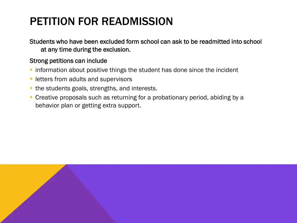 petition for readmission