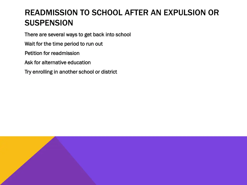 readmission to school after an expulsion