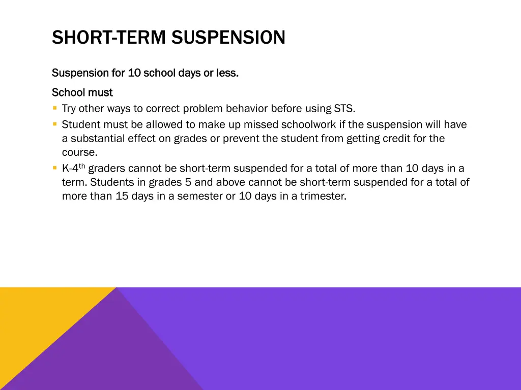 short term suspension