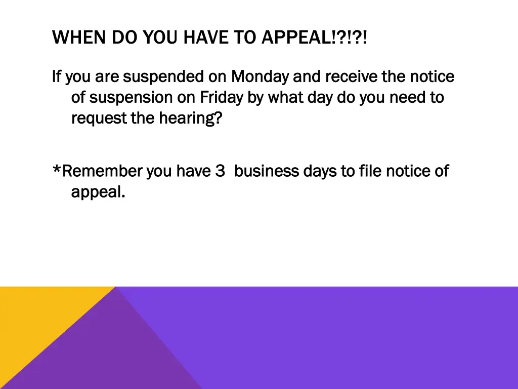 when do you have to appeal