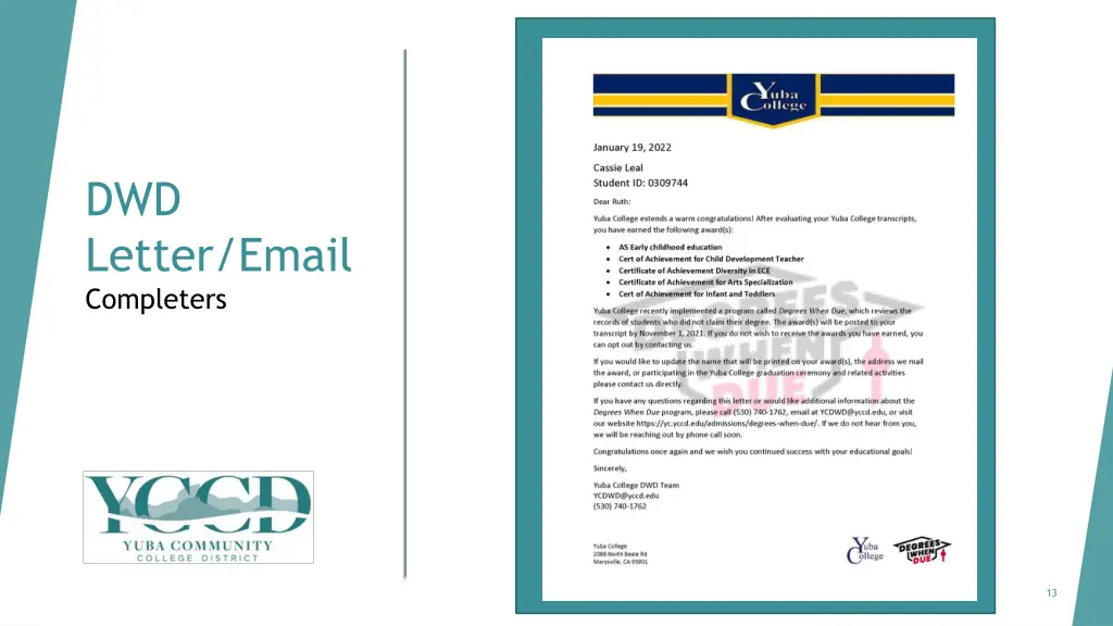 dwd letter email completers