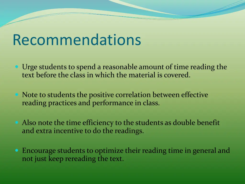 recommendations