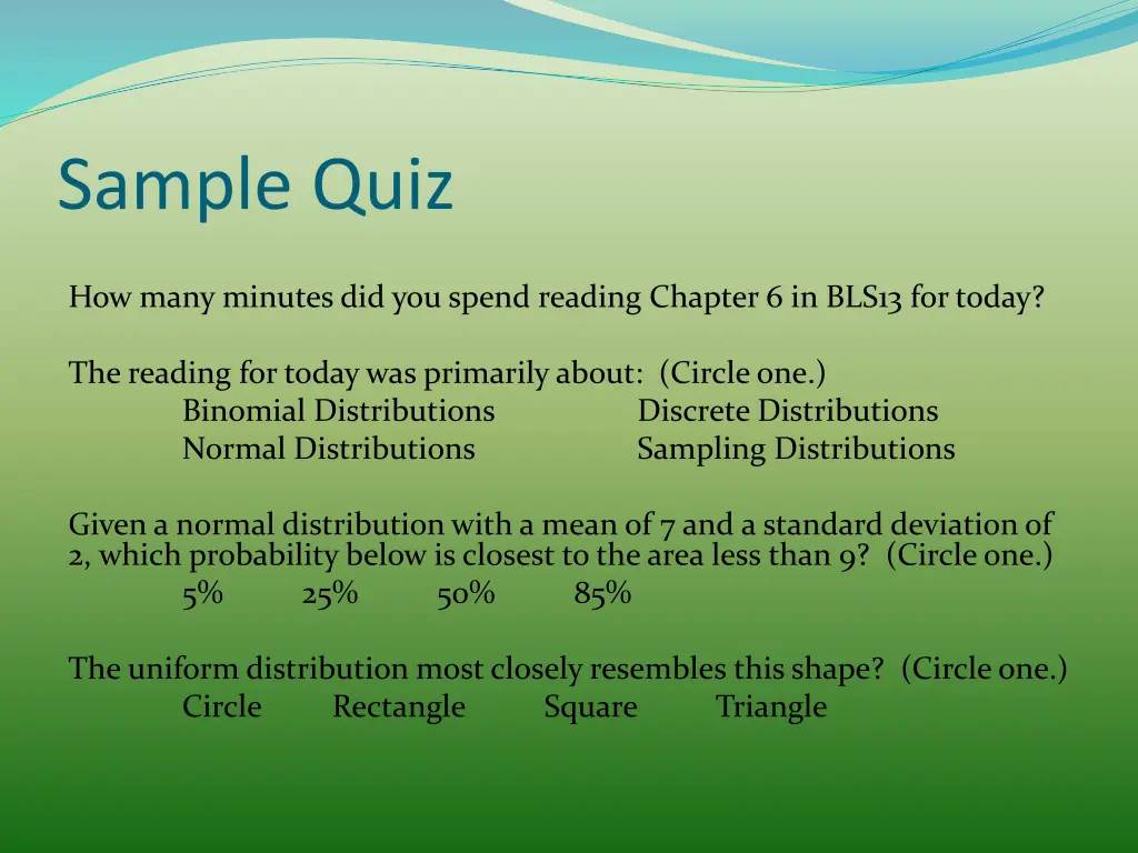 sample quiz