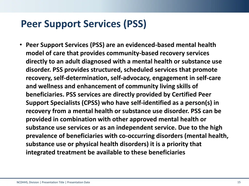 peer support services pss