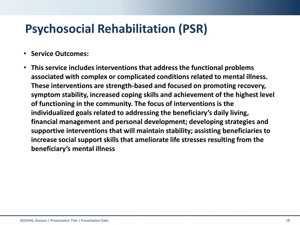 psychosocial rehabilitation psr 1