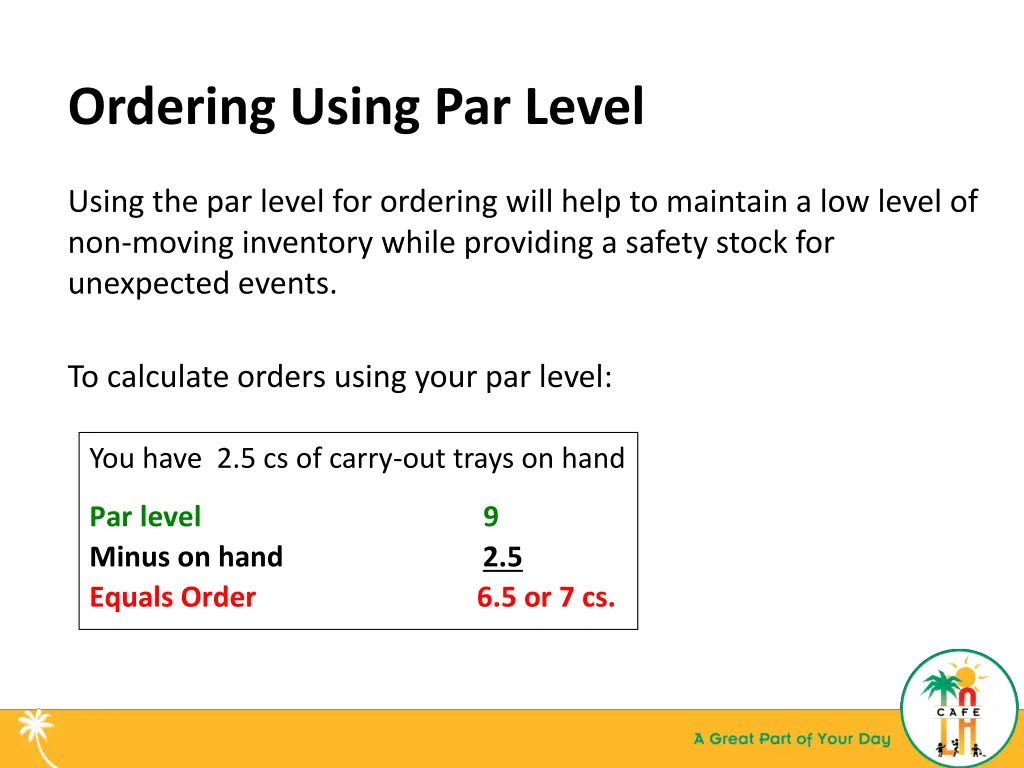 ordering using par level