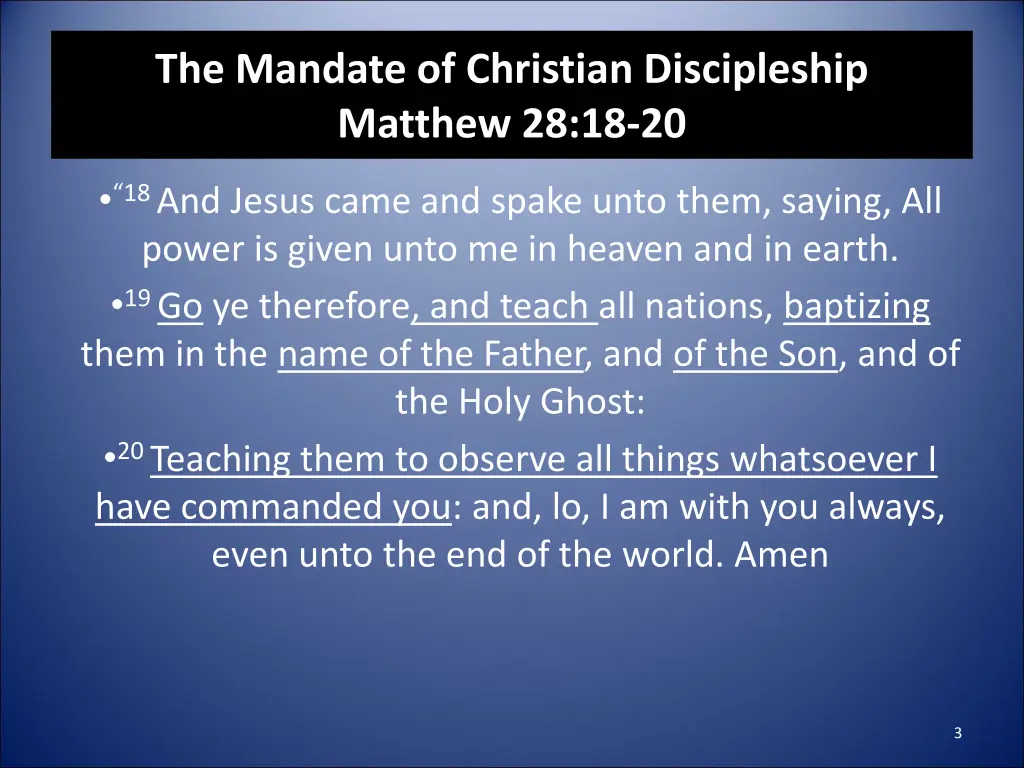 the mandate of christian discipleship matthew