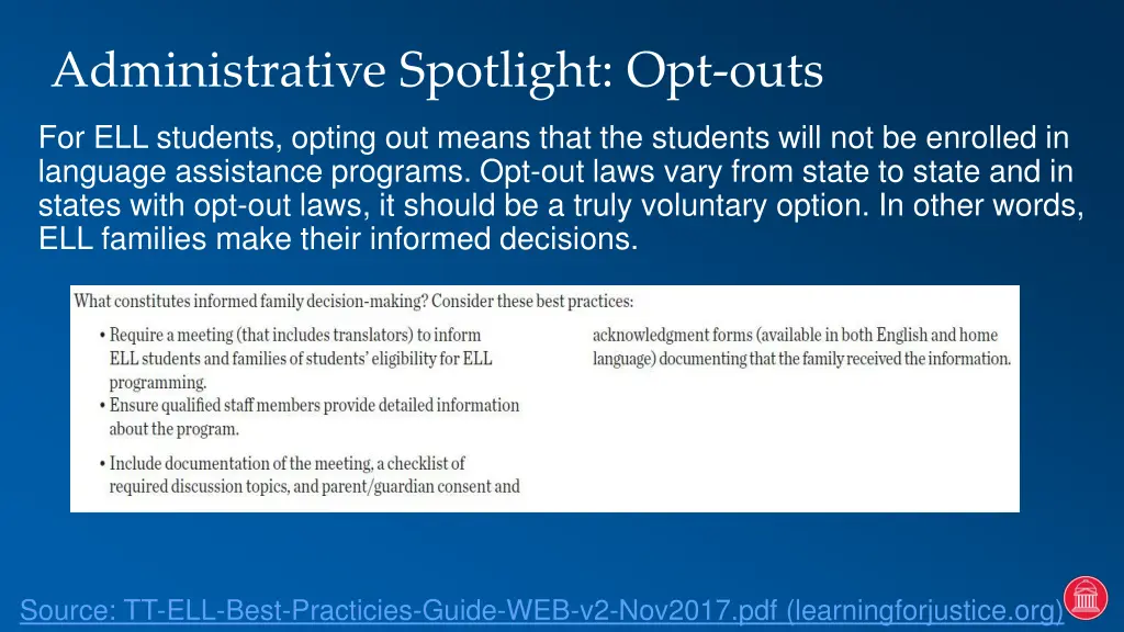 administrative spotlight opt outs