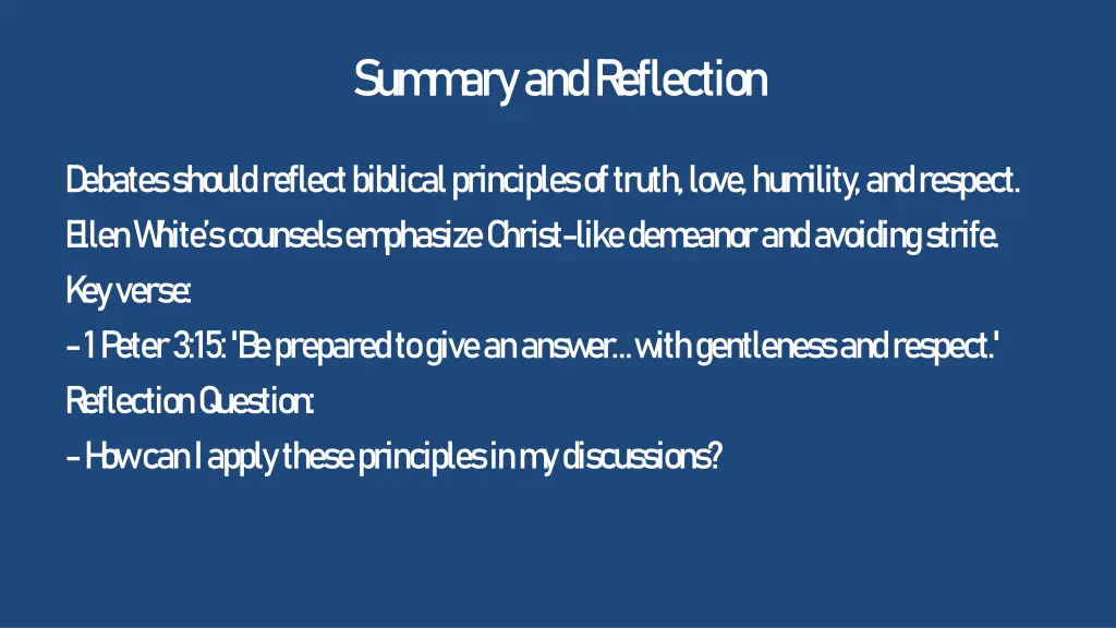 sum m ary and r eflection