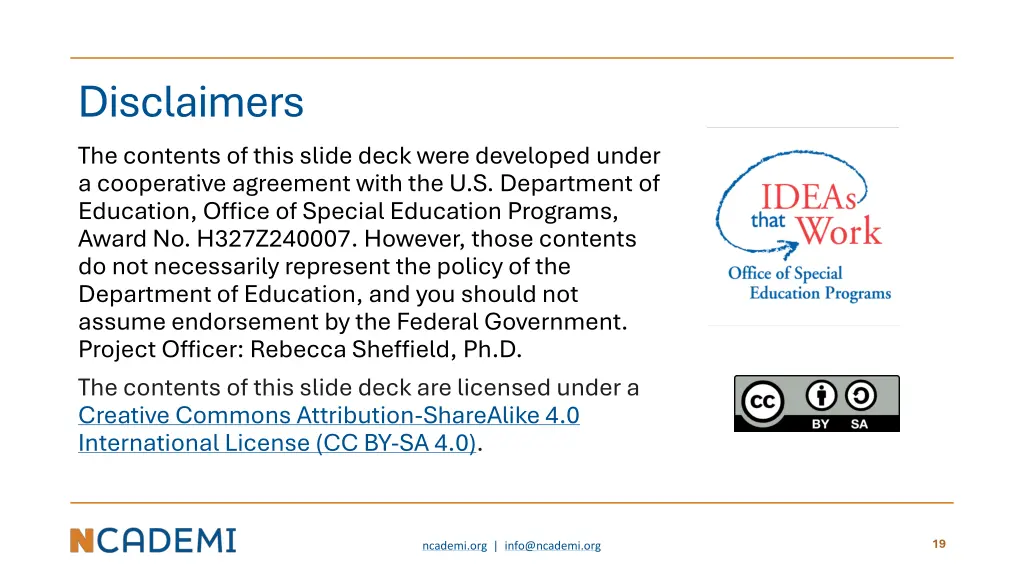 disclaimers the contents of this slide deck were