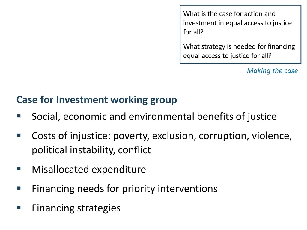 what is the case for action and investment