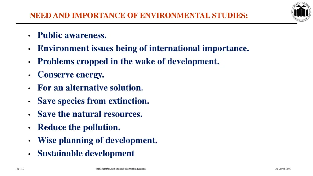 need and importance of environmental studies