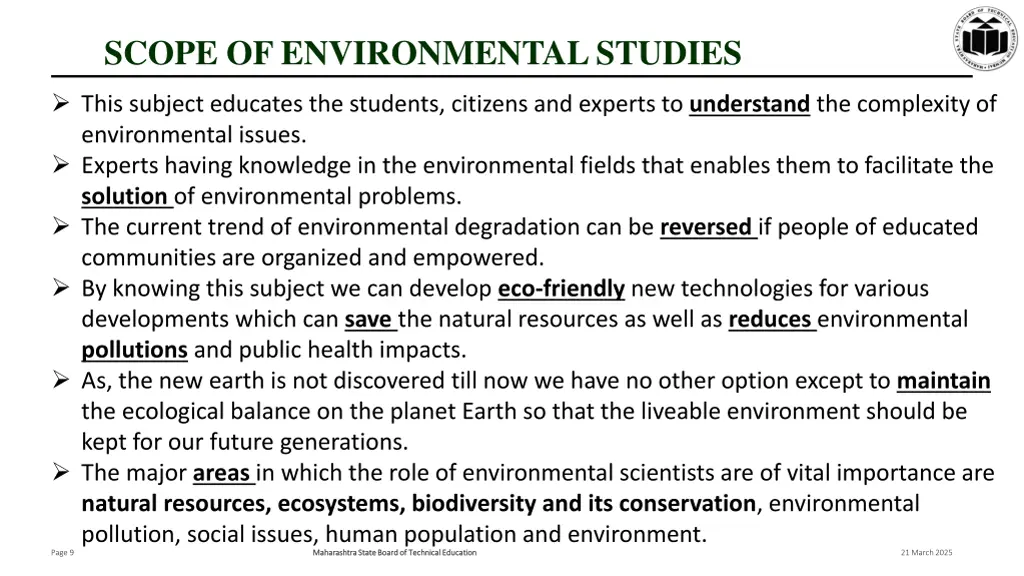 scope of environmental studies