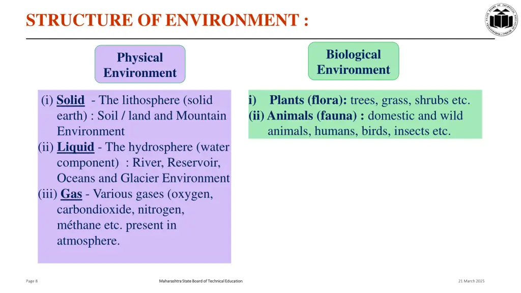 structure of environment
