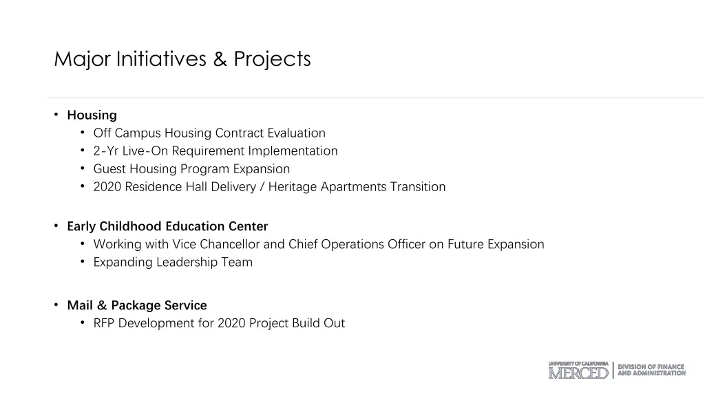 major initiatives projects 2